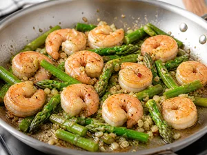 Zesty Lemon Garlic Shrimp with Asparagus and Cauliflower Rice