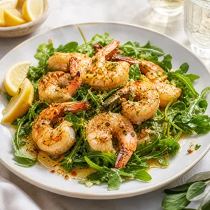 Zesty Lemon Garlic Shrimp with Arugula Salad
