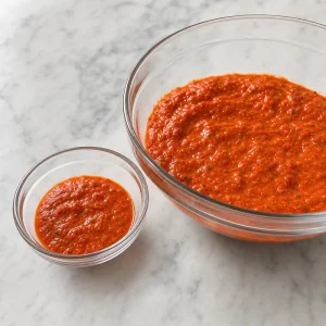 Piri piri marinade divided into clean bowls