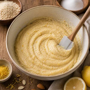 Smooth almond frangipane mixed with lemon zest
