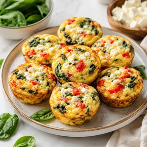 Wysokobiałkowe muffiny jajeczne z serkiem wiejskim i szpinakiem