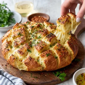 Pao de alho finalizado com salsa e flocos de pimenta