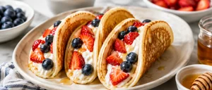 Fluffy Breakfast Pancake Tacos with Fresh Fruit and Yogurt