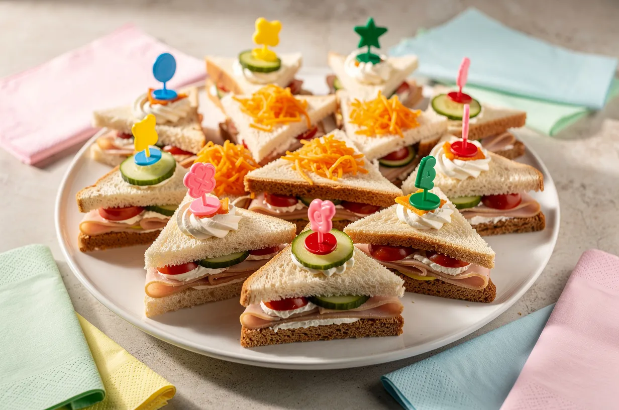 Rainbow Mini Sandwich Canapes for Kids' Birthday Party