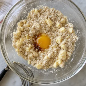 Butter crumb mixture with egg yolk and vanilla added