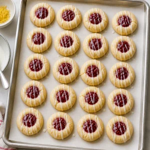 Biscuits empreinte à la framboise nappés de glaçage au citron