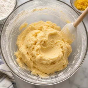 Pâte à biscuits souple mélangée avec farine et sel