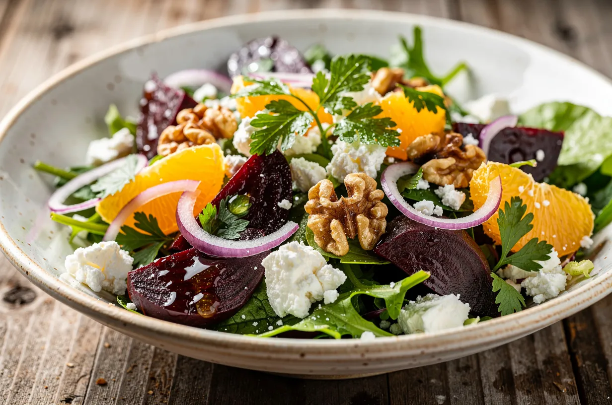 Insalata di barbabietole arrostite con feta e agrumi