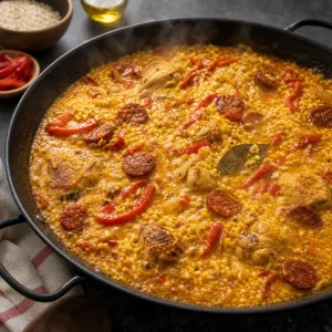 Saffron rice simmering uncovered