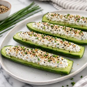 Лодочки из огурцов с творожным сыром и специями