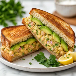 Smashed Chickpea Salad Sandwich with Fresh Avocado