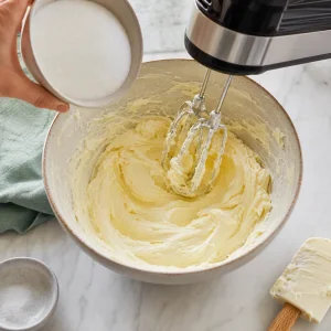 Frischkäse und Zucker glatt gerührt für die Füllung