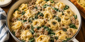 One-Pot Creamy Cheese Tortellini with Sausage and Spinach