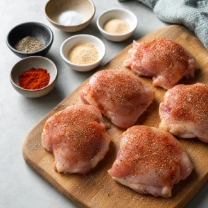 Cosce di pollo condite con spezie per slider BBQ