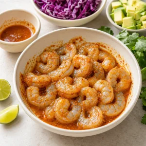 Shrimp coated in smoky chipotle lime marinade
