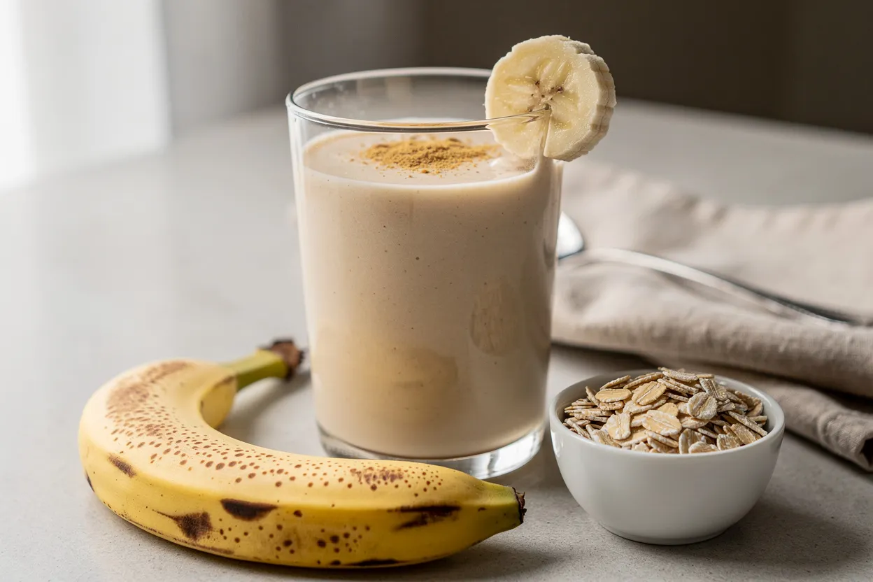 Beruhigender Bananen-Mandel-Smoothie bei Übelkeit am Morgen