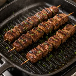 Kebab di manzo speziati sulla piastra
