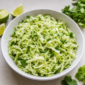 Cilantro lime cabbage slaw in a bowl