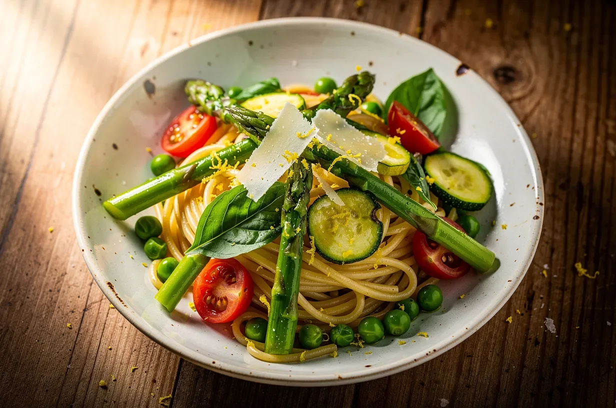 Spring Vegetable Pasta Primavera with Lemon-Parmesan