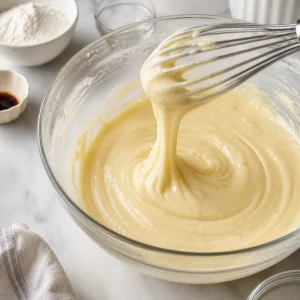 Thick smooth chiffon batter after adding liquids and flour