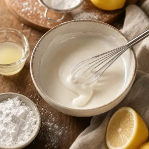 Smooth cottage cheese honey cream whisked in a bowl