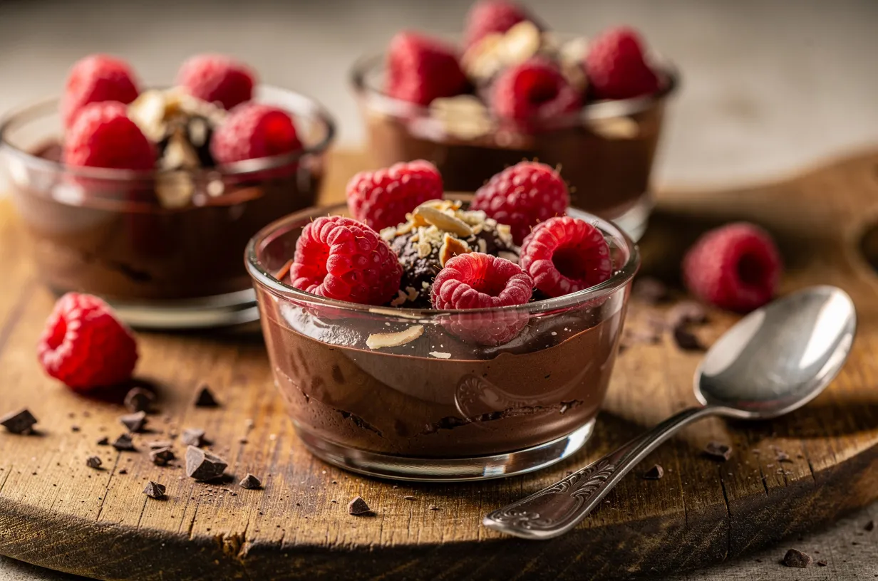 Sugar-Free Dark Chocolate Avocado Mousse with Berries