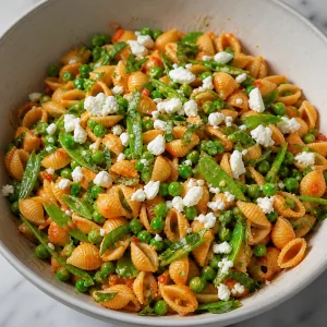 Insalata di pasta con formaggio bianco sbriciolato ed erbe fresche