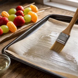Parchment-lined tray lightly brushed with oil