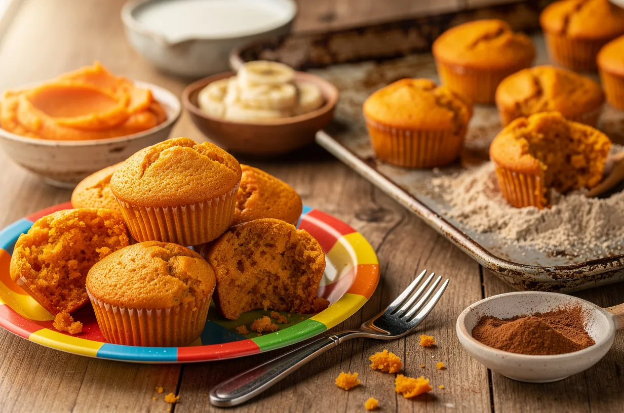 Mini Muffins de Batata-Doce e Banana para Crianças