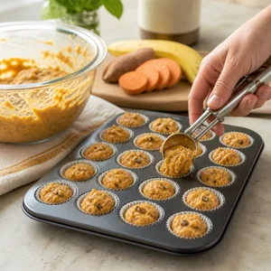Mini muffins patate douce et banane moelleux pour enfants