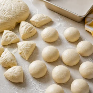 Impasto dolce diviso e formato in palline lisce per panini da staccare