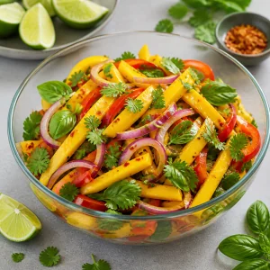 Fertiger Mango-Salat mit Limette und Chili zum Abschmecken