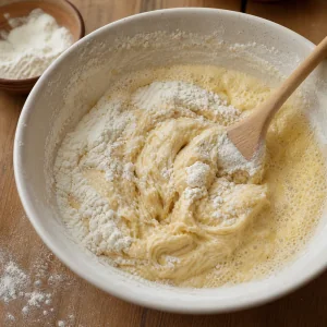Masa brillante de galletas de cacahuete en un bol