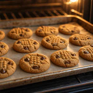 Galletas doradas de cacahuete horneandose