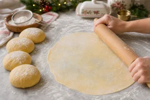 Impasto diviso e steso sottilissimo su superficie infarinata