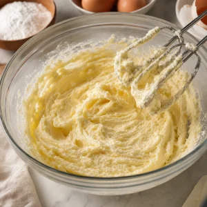 Butter and sugar beaten until pale and creamy