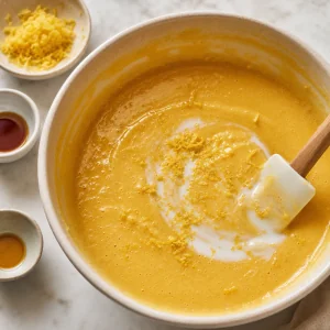 Milk, anise, vanilla, and lemon zest stirred into batter