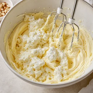 Butter und Hüttenkäse zu einer cremigen Masse geschlagen