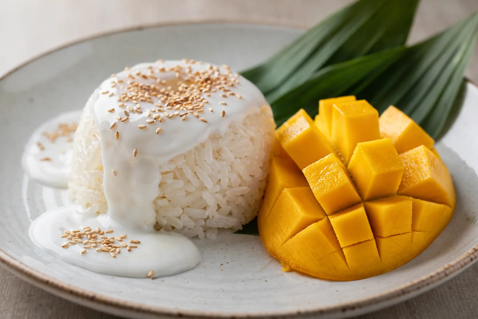 Traditionelles Thai-Mango-Klebreis mit Kokoscreme – Rezept