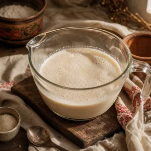 Schaumige Hefe in warmer Milch