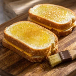 Assembled sandwiches brushed with oil before air frying