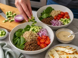 Ultimate High-Protein Mediterranean Halloumi & Lentil Power Bowl