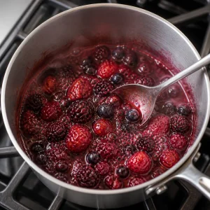Berries simmering in their juices