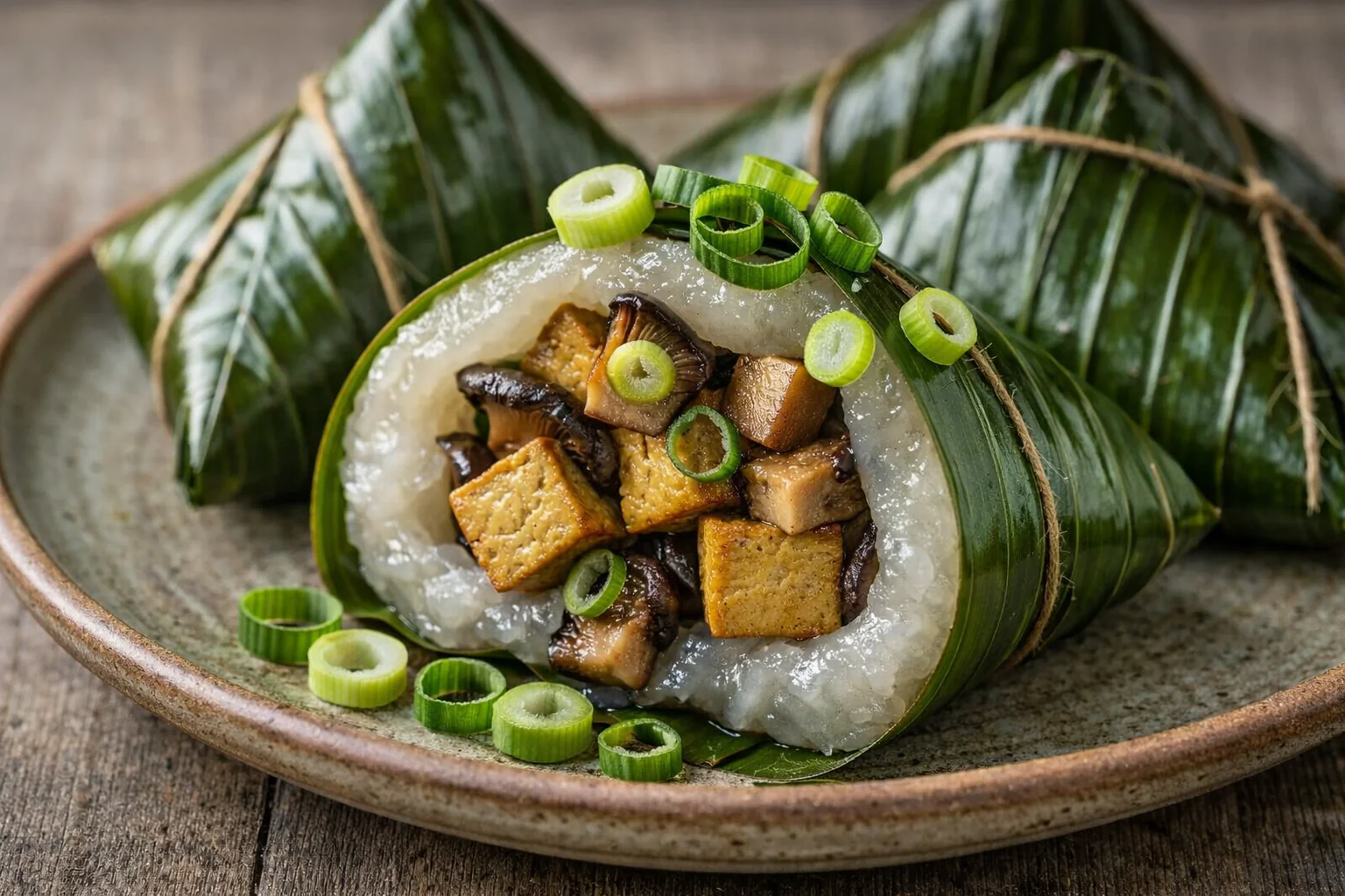Vegetarische Banh Gio – gedämpfte vietnamesische Teigtaschen