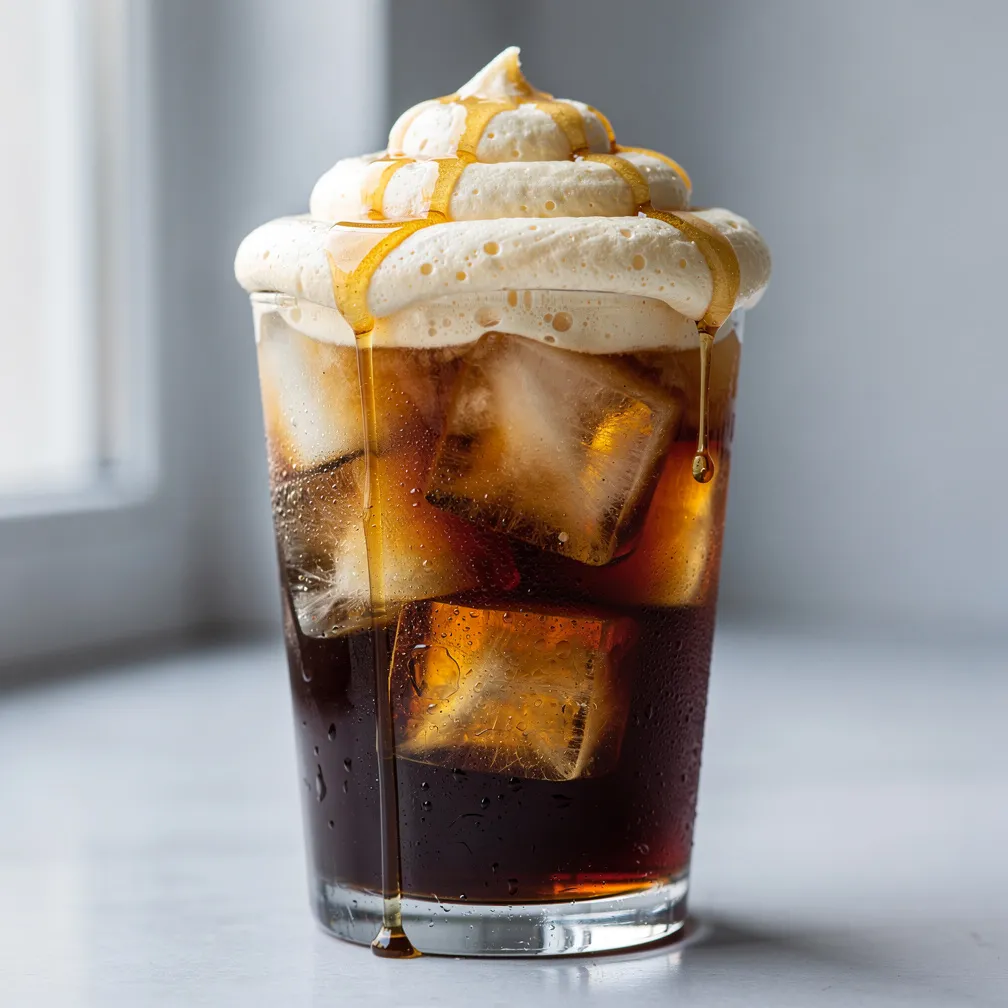 Geschlagener Honig-Eiskaffee mit cremiger Vollendung