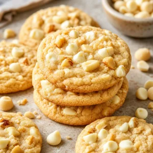 White chocolate macadamia nut cookies with vanilla