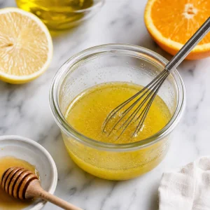 Citrus vinaigrette whisked with olive oil, lemon juice, orange juice, and honey