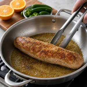 Filetto di maiale rosolato in olio d oliva fino a doratura